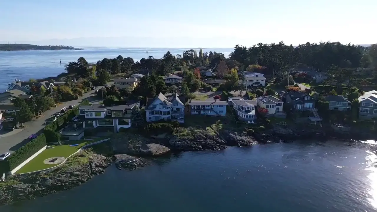 Drone footage over the Victoria waterfront